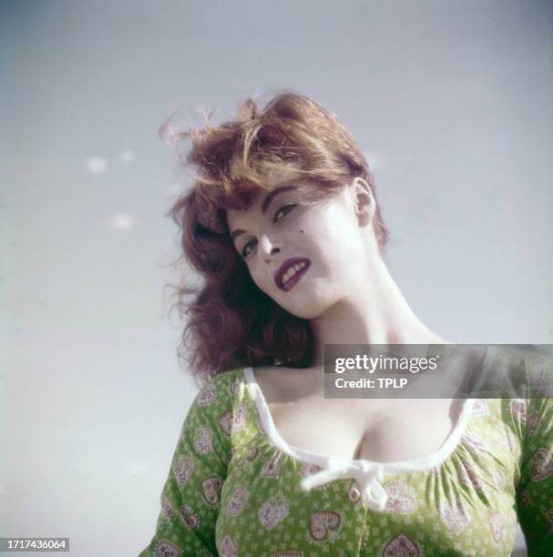 Portrait of American Actress Tina Louise as she poses outdoors, 1958.