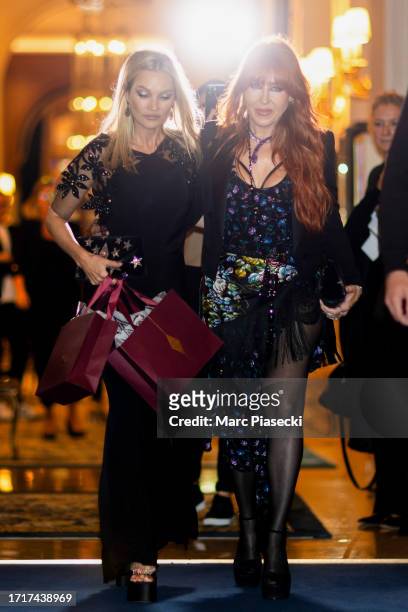 Kate Moss and Charlotte Tilbury are seen on October 04, 2023 in Paris, France.