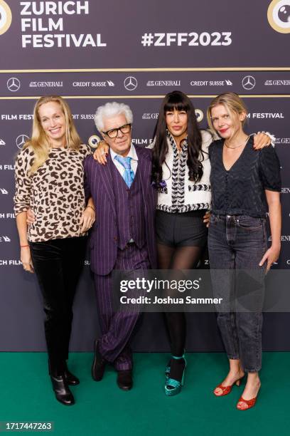 Alexis Bloom, Sandro Sursock, guest and Svetlana Zill attend the photocall of "CATCHING FIRE: THE STORY OF ANITA PALLENBERG" during the 19th Zurich...