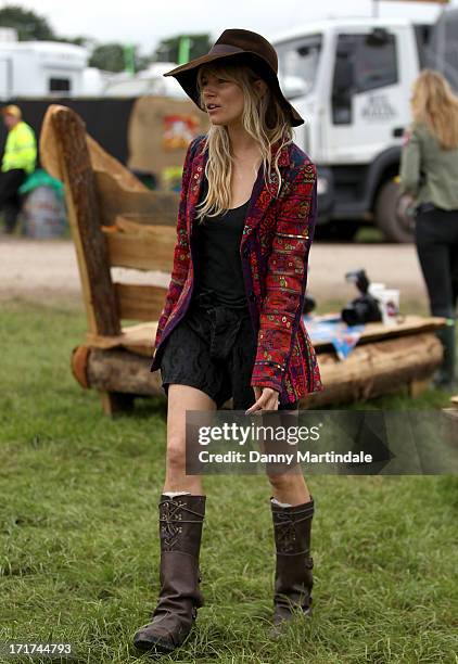 Sienna Miller attends day 2 of the 2013 Glastonbury Festival at Worthy Farm on June 28, 2013 in Glastonbury, England.