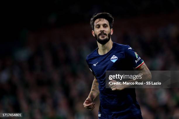 Luis Alberto of SS Lazio look on during the UEFA Champions League Group E match between Celtic FC and SS Lazio at Celtic Park Stadium on October 04,...