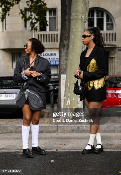 Guests are seen outside the Chanel show during the Womenswear Spring/Summer 2024 as part of Paris Fashion Week on October 03, 2023 in Paris, France.