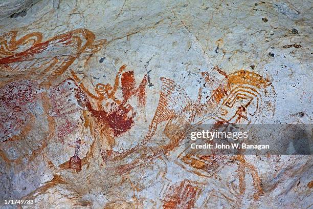 ancient rock paintings, phang nga national park - rock art stock pictures, royalty-free photos & images