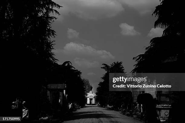 General view of Milan's Monumental Cemetery on April 24, 2013 in Milan, Italy. Milans Monumental Cemetery or Cimitero Monumentale is one of the 2...