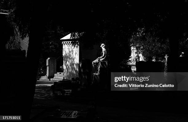 General view of Milan's Monumental Cemetery on April 24, 2013 in Milan, Italy. Milans Monumental Cemetery or Cimitero Monumentale is one of the 2...