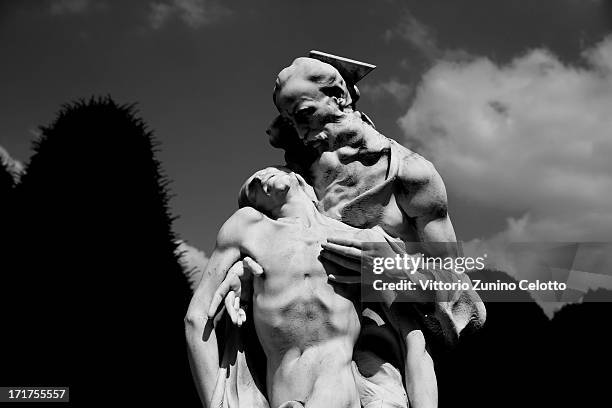 Statue is diplayed at Milan's Monumental Cemetery on April 24, 2013 in Milan, Italy. Milans Monumental Cemetery or Cimitero Monumentale is one of the...