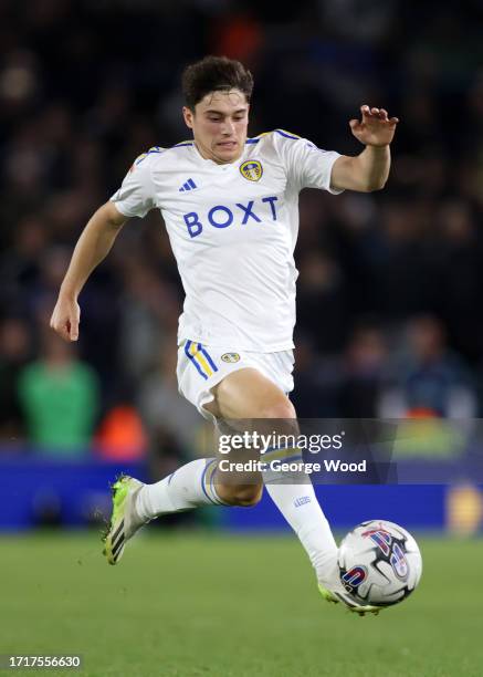 Daniel James of Leeds United runs with the ball during the Sky Bet Championship match between Leeds United and Queens Park Rangers at Elland Road on...