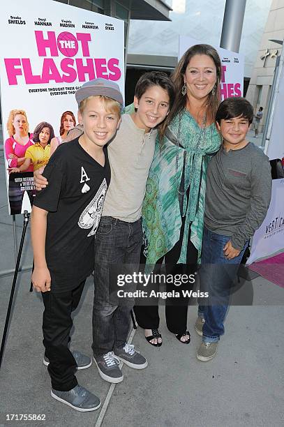 Actress Camryn Manheim and her son Milo arrive at the premiere of 'The Hot Flashes' at ArcLight Cinemas on June 27, 2013 in Hollywood, California.