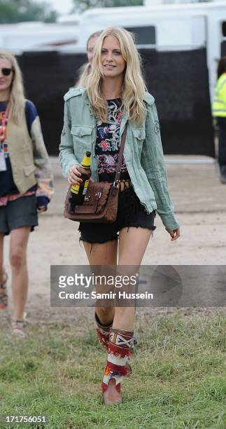 Poppy Delevingne attends the Glastonbury Festival of Contemporary Performing Arts at Worthy Farm, Pilton on June 28, 2013 in Glastonbury, England.