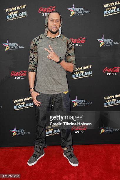 Affion Crockett attends the 'Kevin Hart: Let Me Explain' Los Angeles premiere at Regal Cinemas L.A. Live on June 27, 2013 in Los Angeles, California.