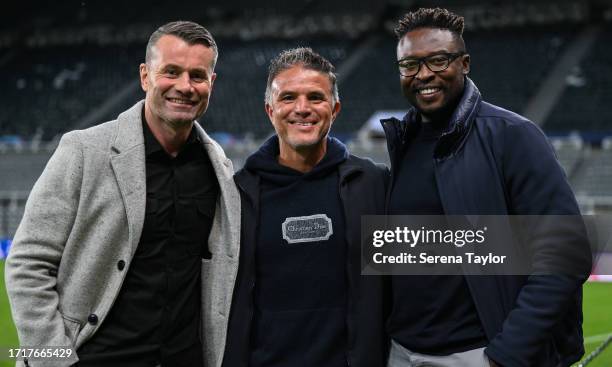 Shay Given, Laurent Robert and Shola Ameobi after the UEFA Champions League match between Newcastle United FC and Paris Saint-Germain at St. James...