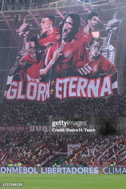 Banner in support of the Internacional is displayed during the second leg of the Copa CONMEBOL Libertadores 2023 semi-final between Internacional and...