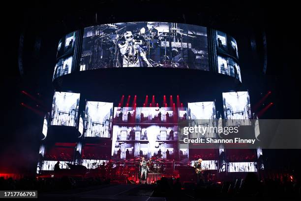 Queen + Adam Lambert kick off the "Rhapsody Tour" at CFG Bank Arena on October 04, 2023 in Baltimore, Maryland.