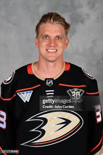 Jakob Silfverberg of the Anaheim Ducks poses for his official headshot for the 2023-2024 season on September 13, 2023 at Great Park Ice in Irvine,...