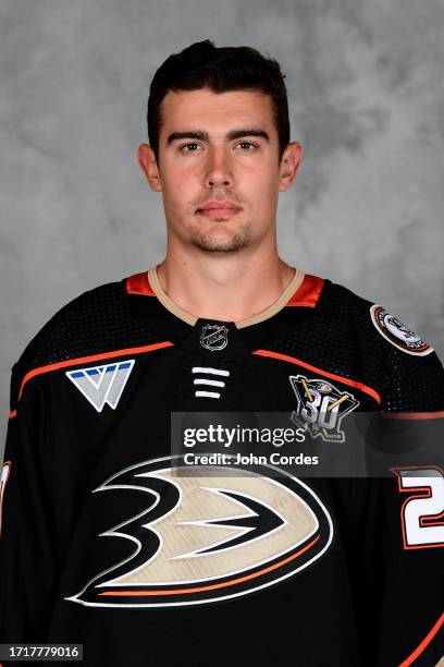 Brett Leason of the Anaheim Ducks poses for his official headshot for the 2023-2024 season on September 14, 2023 at Great Park Ice in Irvine,...