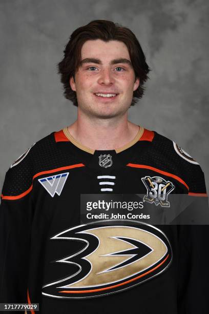 Jamie Drysdale of the Anaheim Ducks poses for his official headshot for the 2023-2024 season on September 20, 2022 at Great Park Ice in Irvine,...
