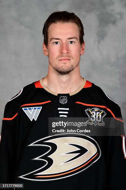 Robert Hagg of the Anaheim Ducks poses for his official headshot for the 2023-2024 season on September 14, 2023 at Great Park Ice in Irvine,...