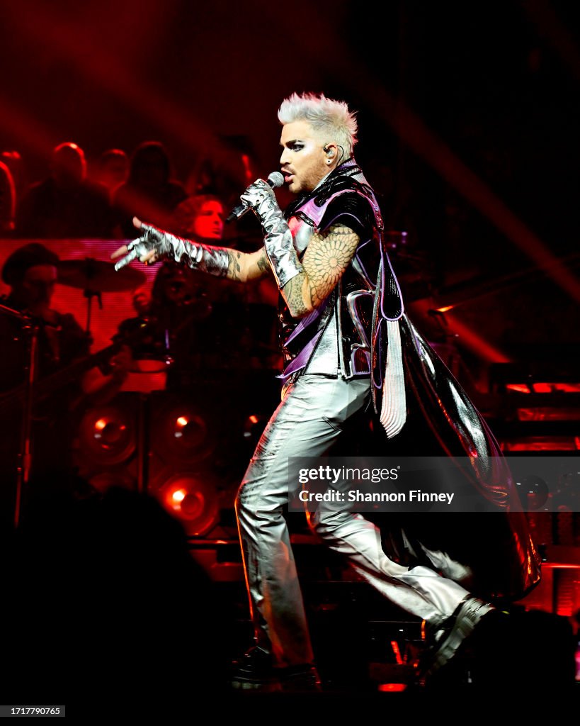 Queen Current Singer Singer Adam Lambert performs onstage as Queen + Adam Lambert kick off ...