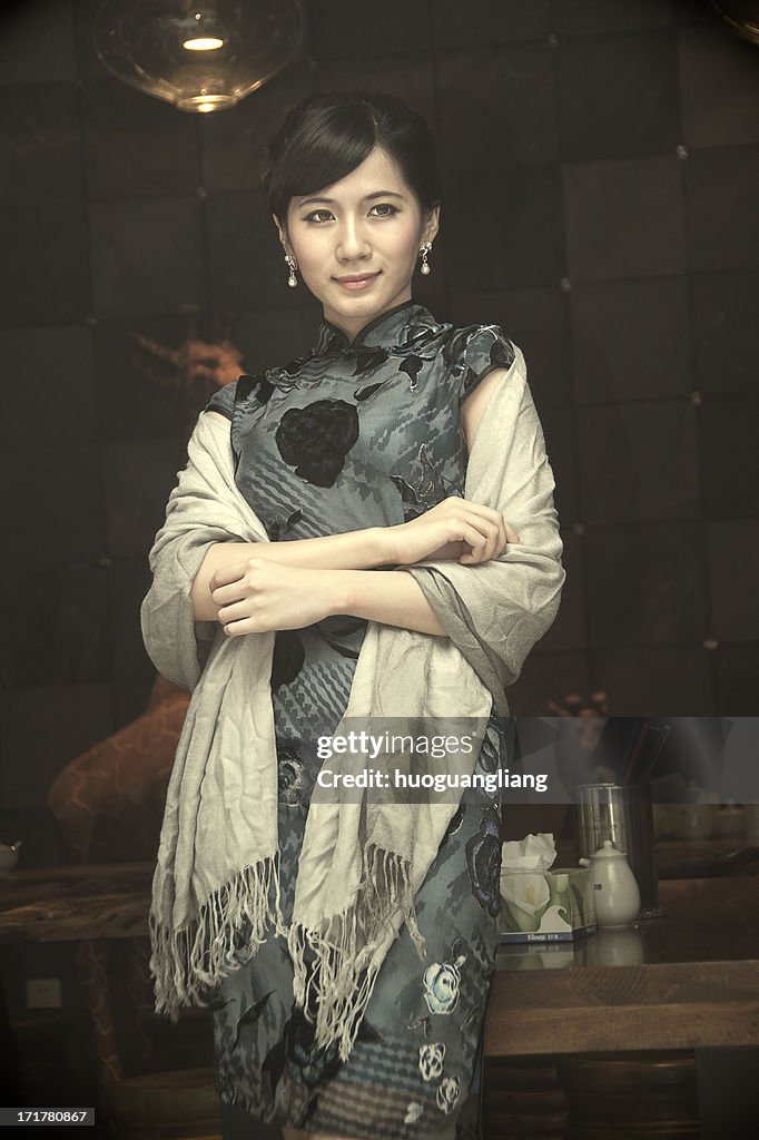 Chinese women wearing traditional dress