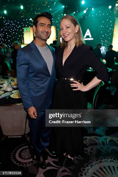 Kumail Nanjiani and Emily V. Gordon attend 2023 Pioneer Of The Year: A Celebration of Erik Lomis presented by Amazon and MGM Studios at The Beverly...