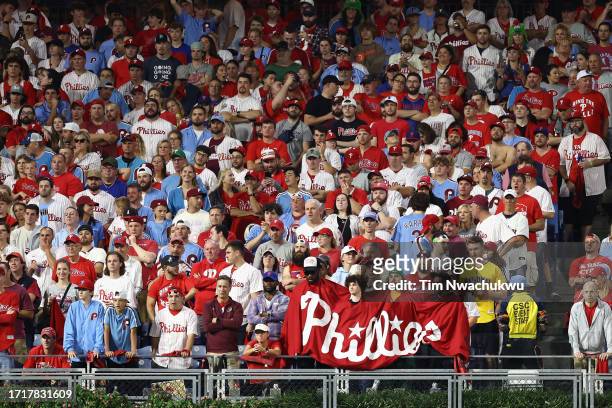General view of fans during Game Two of the Wild Card Series between the Miami Marlins and the Philadelphia Phillies at Citizens Bank Park on October...