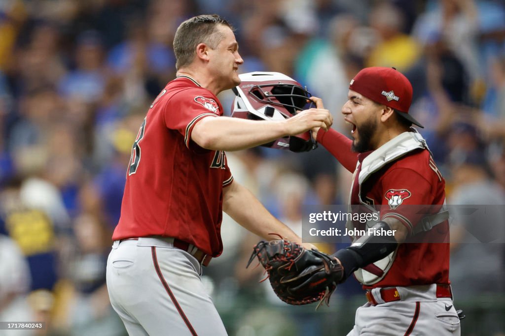 Wv Diamondbacks Paul Sewald of the Arizona Diamondbacks celebrates with Jose Herrera ...