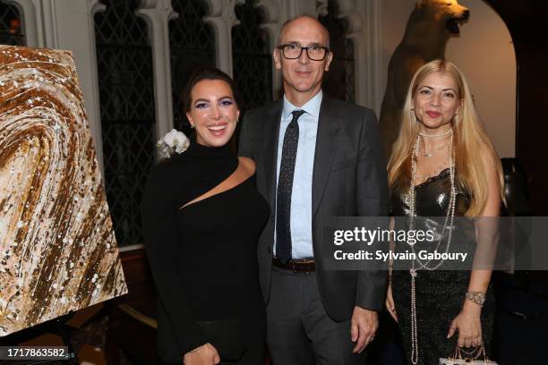 Vanessa Gordon, Scott French and Ana Martins attend Lifeline New York Benefit Dinner At The Explorers Club on October 04, 2023 in New York City.