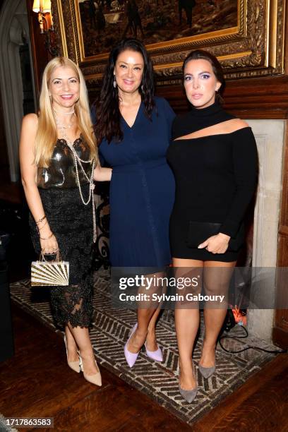 Ana Martins , Tijana Ibrahimovic and Vanessa Gordon attend Lifeline New York Benefit Dinner At The Explorers Club on October 04, 2023 in New York...