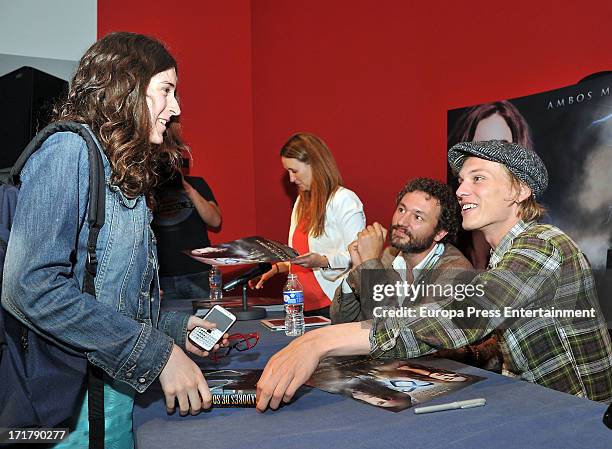 Jamie Campbell Bower signs autographs to fans of 'Shadow Hunters' on June 27, 2013 in Barcelona, Spain.