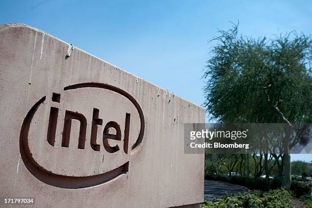 Intel Corp. Signage stands outside the company's campus in Chandler, Arizona, U.S., on Thursday, June 27, 2013. The City of Chandler's Reverse...
