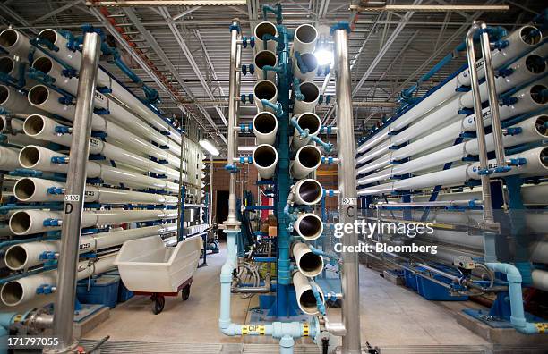 Pressure valves, housing the reverse osmosis machines, stand at the City of Chandler's Reverse Osmosis Treatment Facility, funded by Intel Corp., in...