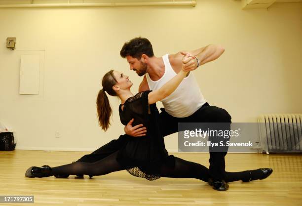 Karina Smirnoff and Maksim Chmerkovskiy rehearse for "Forever Tango" On Broadway on June 28, 2013 in New York City.