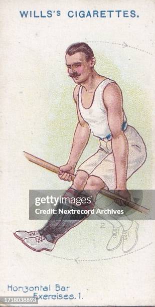 Collectible illustrated tobacco or cigarette card, 'Physical Culture' series, published in 1914 by Wills Cigarettes, depicting a male athlete...