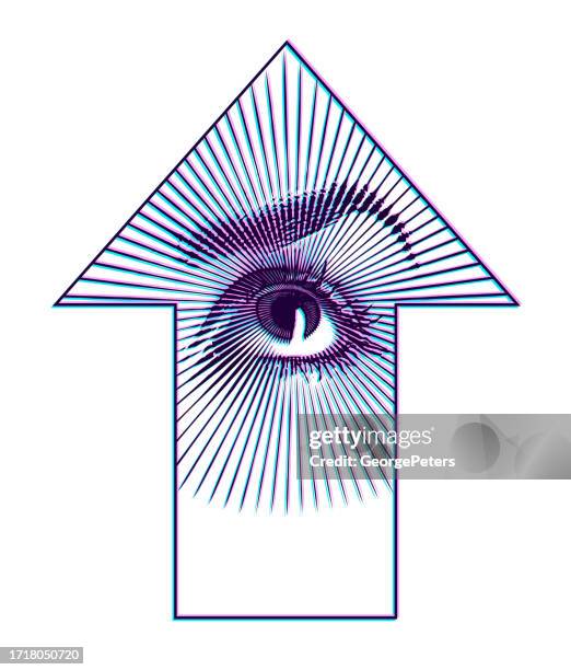 female eye looking up with glitch technique - looking up stock illustrations
