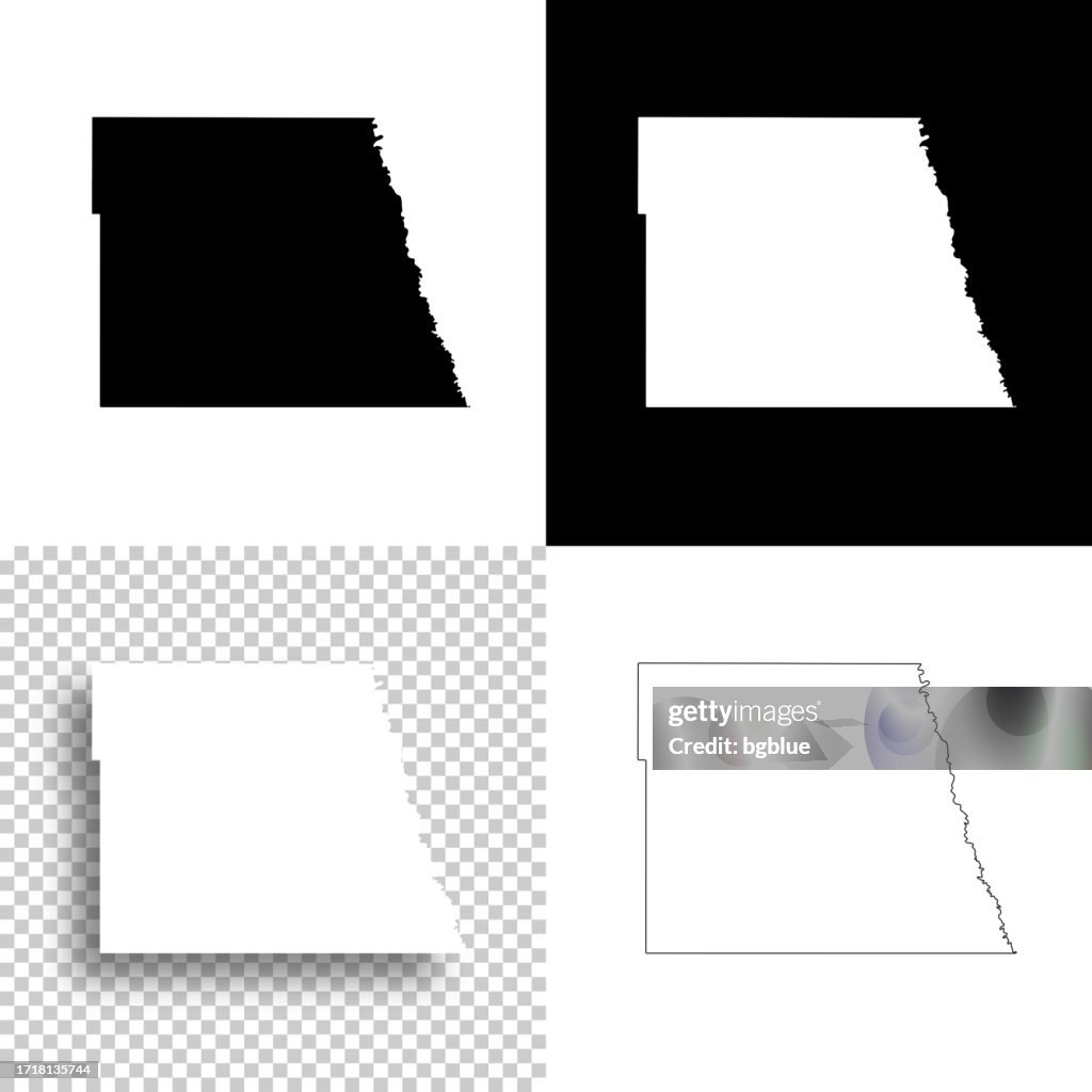 Grand Forks County, North Dakota. Maps for design. Blank, white and black backgrounds