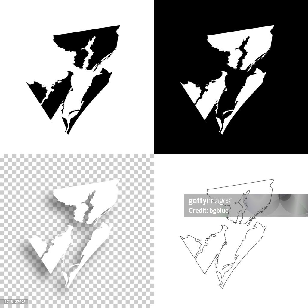 Aransas County, Texas. Maps for design. Blank, white and black backgrounds