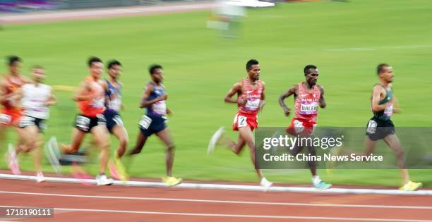 Balew Birhanu Yemataw of Team Bahrain competes in the Athletics - Men's 5000m Final on day 11 of the 19th Asian Games at Hangzhou Olympic Sports...