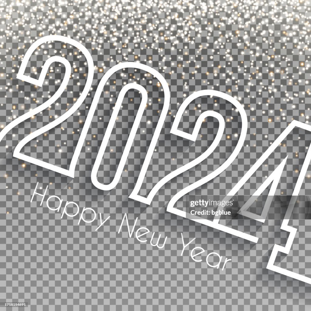 Happy new year 2024 Design with gold glitter - Blank Background