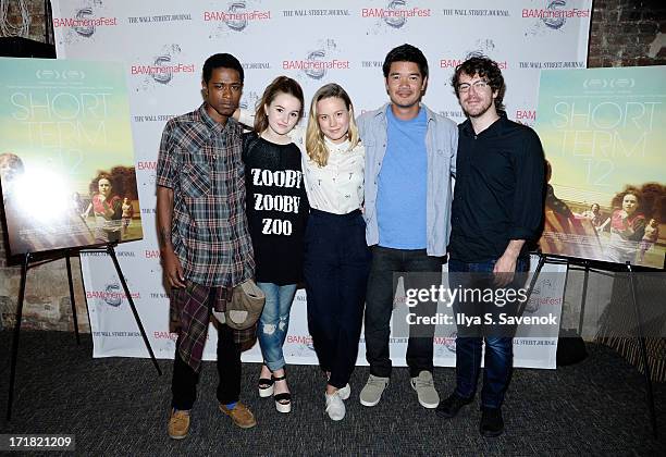 Keith Stanfield, Brie Larson, Destin Cretton, and John Gallagher attend "Short Term 12" Closing Night Screening - BAMCinemafest 2013 at BAM Harvey...