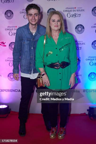 Nicolás Buenfil and Erika Buenfil pose for a photo during the restaurant opening of comedian Juan Jose Mendoza on October 4, 2023 in Mexico City,...