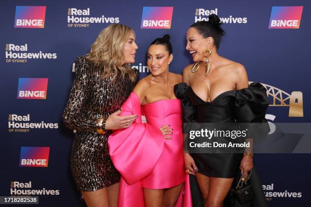 Dr Kate Adams, Terri Biviano and Caroline Gaultier attend "The Real Housewives of Sydney" Australian Premiere at the Royal Motor Yacht Club on...