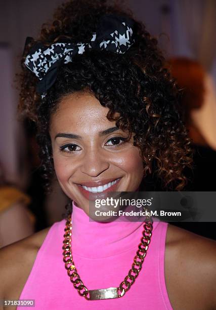 Actress Erica Dickerson attends Radio Room Day 1 during the 2013 BET Awards at JW Marriott Los Angeles at L.A. LIVE on June 28, 2013 in Los Angeles,...