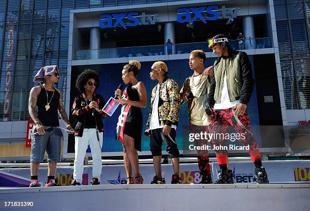 Bow Wow, and members of Mindless Behavior, Jacob Perez, Angela Simmons, Roc Royal, Raquan Tanyae Smith, and Craig Crippen Jr attend 106 & Park Live...