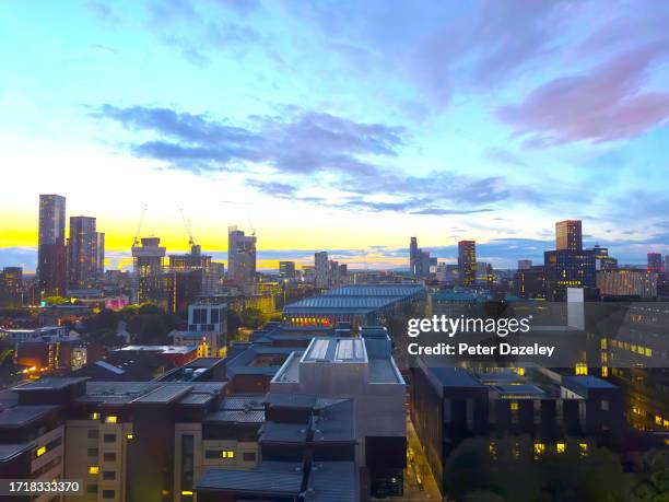 manchester landscape at dusk - aerial view of manchester stock pictures, royalty-free photos & images