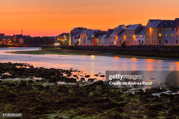 the long walk at sunset, galway, county galway, ireland - galway stock pictures, royalty-free photos & images