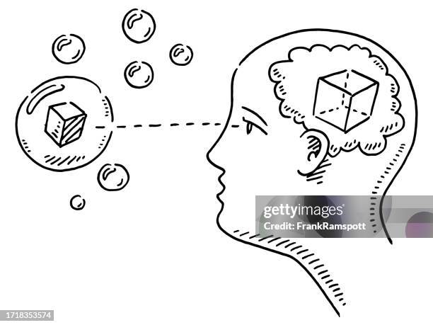 eye sight brain perception drawing - our sensory organs stock illustrations