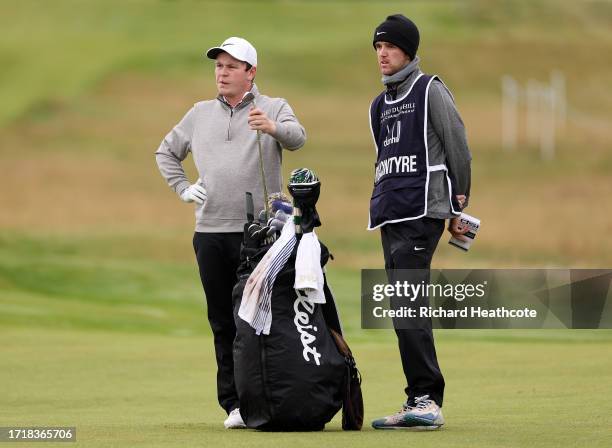 Robert MacIntyre of Scotland prepares to play his second shot on the 3rd hole during Day One of the Alfred Dunhill Links Championship at Carnoustie...