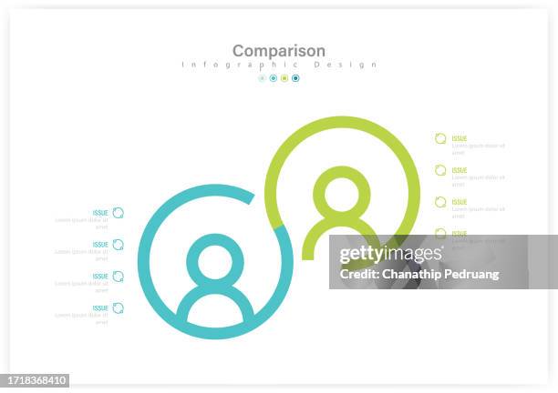 comparing two ideas infographic circles stock illustration. concepts, infographic, circle, ideas, connection - side by side comparison infographic stock illustrations