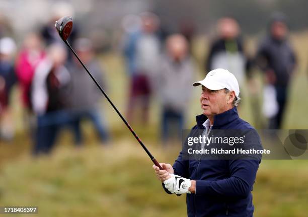 American Businessman, Jim Crane tees off on the fourth hole during Day One of the Alfred Dunhill Links Championship at Carnoustie Golf Links on...