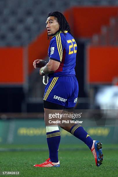 Ma'a Nonu of the Highlanders leaves the field after being red carded during the round 18 Super Rugby match between the Highlanders and the Crusaders...